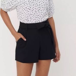 Loft Black Tie Waist Belted Shorts